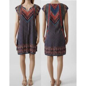 BeBop Women's Multicolor Printed Side Slit Long Shirt Dress Tunic Size Medium